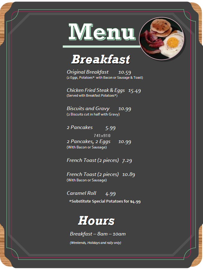 No Name City Breakfast Menu